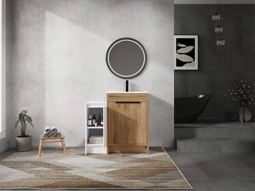 36 Inch Freestanding Bathroom Vanity with Ceramic Sink and Storage Cabinets, Soft Closing Door, 02424IMO+0312 Combination Cabinet, KD-Package Default -DTYStore