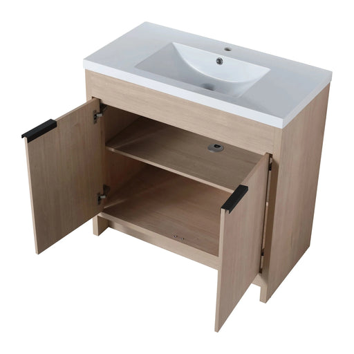 36 Inch Freestanding Bathroom Vanity with White Resin Sink & 2 Soft-Close Cabinet Doors (BVB02436PLO-GRB3640) Default -DTYStore