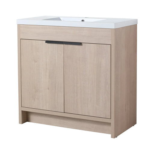 36 Inch Freestanding Bathroom Vanity with White Resin Sink & 2 Soft-Close Cabinet Doors (BVB02436PLO-GRB3640) Default -DTYStore