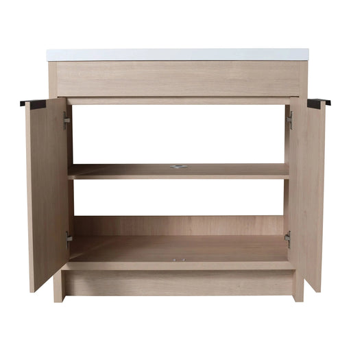 36 Inch Freestanding Bathroom Vanity with White Resin Sink & 2 Soft-Close Cabinet Doors (BVB02436PLO-GRB3640) Default -DTYStore