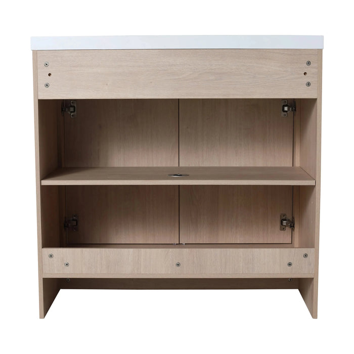 36 Inch Freestanding Bathroom Vanity with White Resin Sink & 2 Soft-Close Cabinet Doors (BVB02436PLO-GRB3640) Default -DTYStore