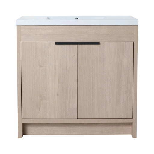 36 Inch Freestanding Bathroom Vanity with White Resin Sink & 2 Soft-Close Cabinet Doors (BVB02436PLO-GRB3640) Default -DTYStore