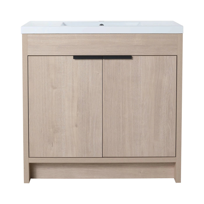 36 Inch Freestanding Bathroom Vanity with White Resin Sink & 2 Soft-Close Cabinet Doors (BVB02436PLO-GRB3640) Default -DTYStore