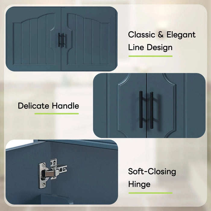 36' Luxurious Bathroom Vanity with Ceramic Sink, Bathroom Vanities Cabinet with 2 large Soft Closing Doors, Solid Wood Frame Bathroom Storage Cabinet Default -DTYStore