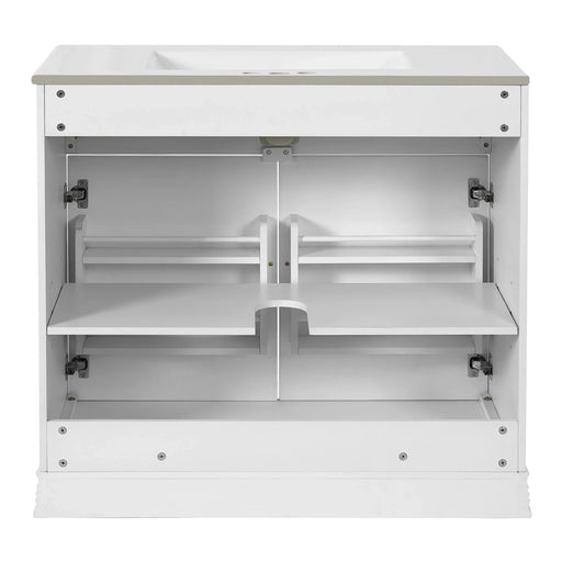 36' Luxurious Bathroom Vanity with Ceramic Sink, Bathroom Vanities Cabinet with 2 large Soft Closing Doors, Solid Wood Frame Bathroom Storage Cabinet Default -DTYStore