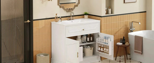 36' Luxurious Bathroom Vanity with Ceramic Sink, Bathroom Vanities Cabinet with 2 large Soft Closing Doors, Solid Wood Frame Bathroom Storage Cabinet Default -DTYStore