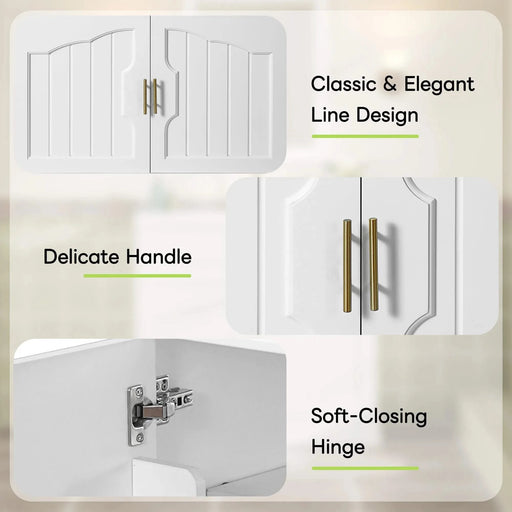 36' Luxurious Bathroom Vanity with Ceramic Sink, Bathroom Vanities Cabinet with 2 large Soft Closing Doors, Solid Wood Frame Bathroom Storage Cabinet Default -DTYStore