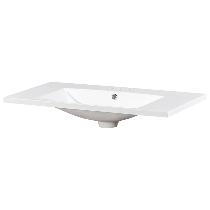 36' Single Bathroom Basin Sink, Vanity Top Only, 3-Faucet Holes, Resin (OLD SKU: WF310598AAK) Default -DTYStore