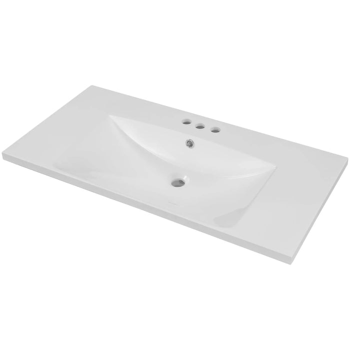 36' Single Bathroom Vanity Top with White Basin, 3-Faucet Holes, Ceramic, White Default -DTYStore