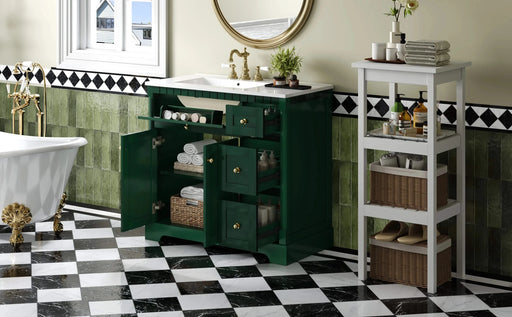 36' Vanity with Top for Bathroom, Modern Bathroom Storage Vanity Includes Adjustable Shelf, Soft Closing Doors, 3 Drawers and Tip Out Drawer Default -DTYStore