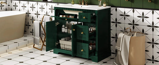 36' Vanity with Top for Bathroom, Modern Bathroom Storage Vanity Includes Adjustable Shelf, Soft Closing Doors, 3 Drawers and Tip Out Drawer Default -DTYStore