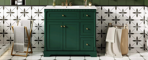 36' Vanity with Top for Bathroom, Modern Bathroom Storage Vanity Includes Adjustable Shelf, Soft Closing Doors, 3 Drawers and Tip Out Drawer Default -DTYStore