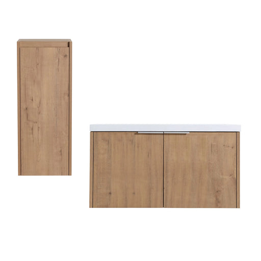 36' Wall-Mounted Bathroom Vanity With Sink and Side Cabinet, Soft Close Doors,00112IMO-00636IMO Combination Cabinet(KD-Packing) Default -DTYStore