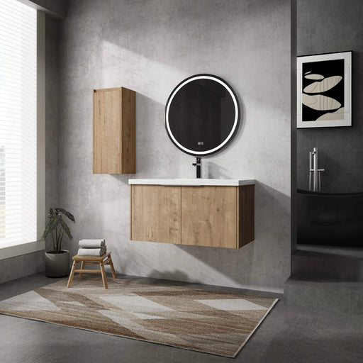 36' Wall-Mounted Bathroom Vanity With Sink and Side Cabinet, Soft Close Doors,00112IMO-00636IMO Combination Cabinet(KD-Packing) Default -DTYStore
