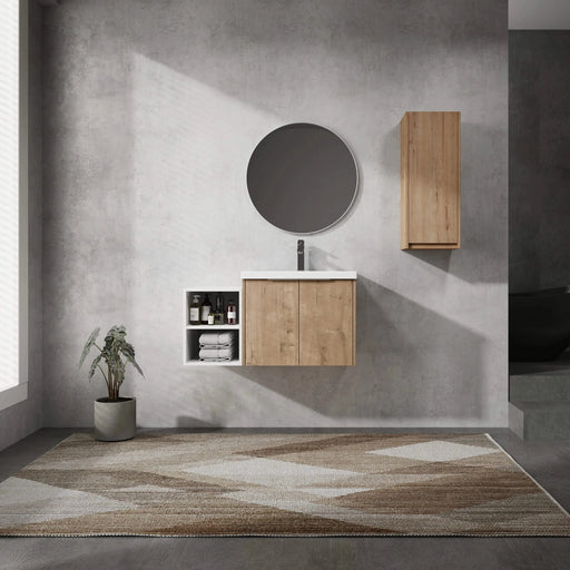 36' Wall-Mounted Bathroom Vanity With Sink and Side Cabinet, Soft Close Doors,00112IMO-0624IMO-0612GWH Combination Cabinet(KD-Packing) Default -DTYStore