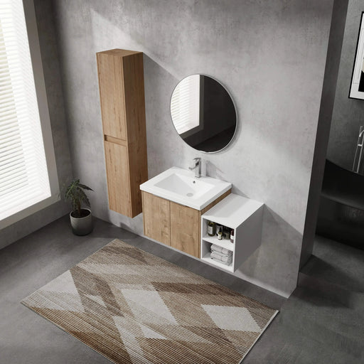 36' Wall-Mounted Bathroom Vanity With Sink and Side Cabinet, Soft Close Doors,00112IMOx2-0624IMO-0612GWH Combination Cabinet(KD-Packing) Default -DTYStore