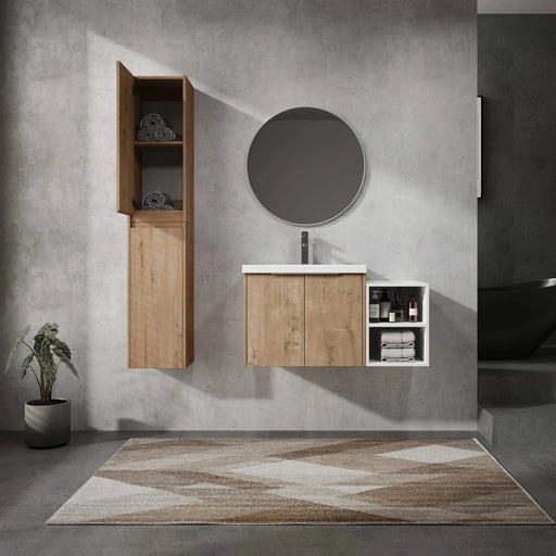 36' Wall-Mounted Bathroom Vanity With Sink and Side Cabinet, Soft Close Doors,00112IMOx2-0624IMO-0612GWH Combination Cabinet(KD-Packing) Default -DTYStore