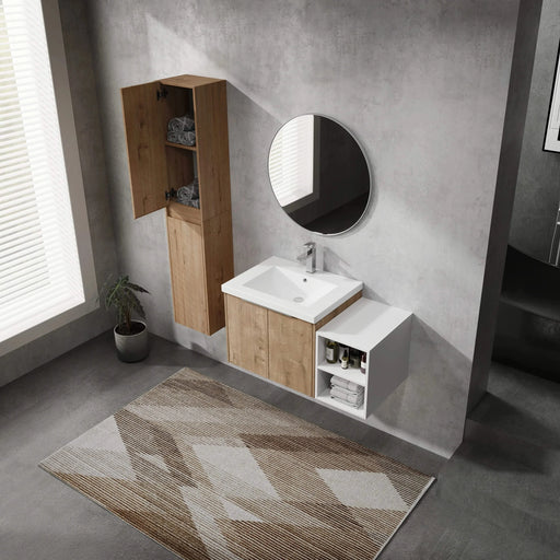 36' Wall-Mounted Bathroom Vanity With Sink and Side Cabinet, Soft Close Doors,00112IMOx2-0624IMO-0612GWH Combination Cabinet(KD-Packing) Default -DTYStore