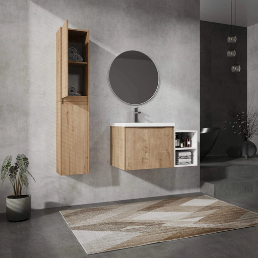 36' Wall-Mounted Bathroom Vanity With Sink and Side Cabinet, Soft Close Doors,00112IMOx2-0624IMO-0612GWH Combination Cabinet(KD-Packing) Default -DTYStore