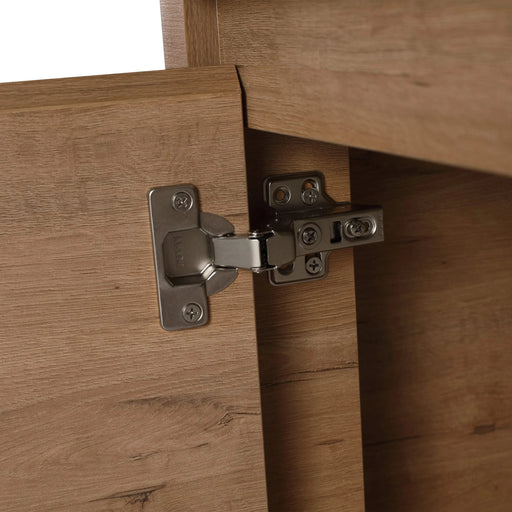 36'' Wall-Mounted Bathroom Vanity with White Ceramic Sink and Storage Shelves & 1-Soft-Close Door, KD-Packing, Plywood Default -DTYStore