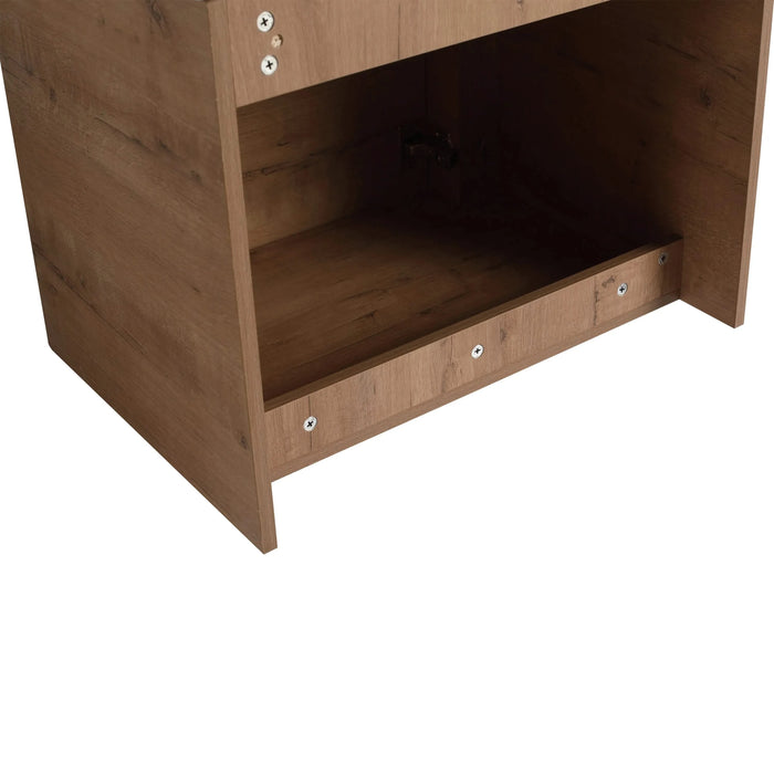 36'' Wall-Mounted Bathroom Vanity with White Ceramic Sink and Storage Shelves & 1-Soft-Close Door, KD-Packing, Plywood Default -DTYStore