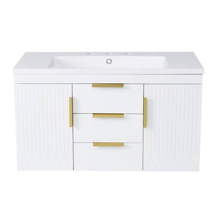 36'' Wall Mounted Bathroom Vanity, Floating Bathroom Storage Cabinet with 2 Drawers, Solid Wood Bathroom Cabinet (Same as N710S236003K) Default -DTYStore