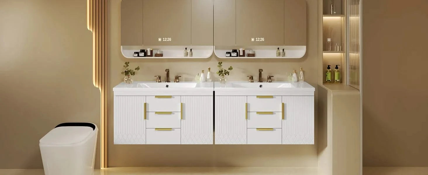 36'' Wall Mounted Bathroom Vanity, Floating Bathroom Storage Cabinet with 2 Drawers, Solid Wood Bathroom Cabinet (Same as N710S236003K) Default -DTYStore