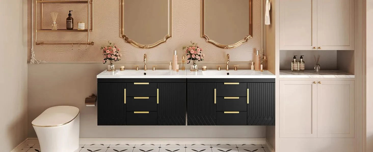 36'' Wall Mounted Bathroom Vanity with Resin Sink, Floating Bathroom Storage Cabinet with 2 Drawers, Solid Wood Bathroom Cabinet (Same as N710S236003B) Default -DTYStore