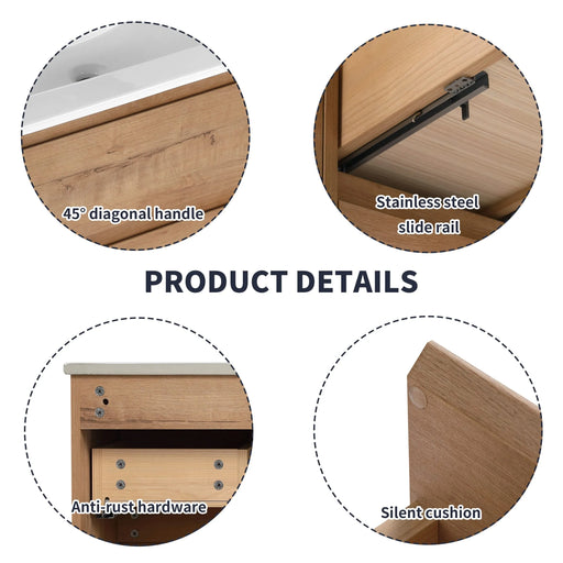 36' Wall Mounting Bathroom Vanity With Ceramic Sink, Soft Close Drawer Default -DTYStore