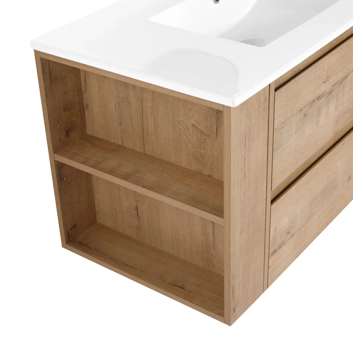 36' Wall Mounting Bathroom Vanity With Ceramic Sink, Soft Close Drawer Default -DTYStore