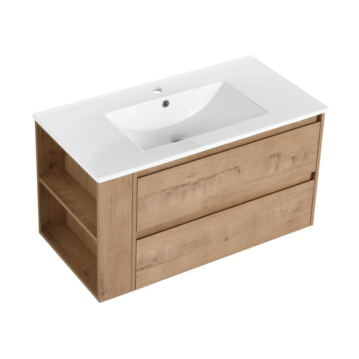 36' Wall Mounting Bathroom Vanity With Ceramic Sink, Soft Close Drawer Default -DTYStore