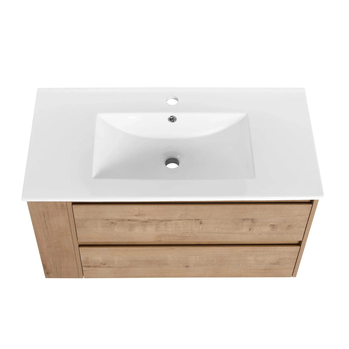 36' Wall Mounting Bathroom Vanity With Ceramic Sink, Soft Close Drawer Default -DTYStore