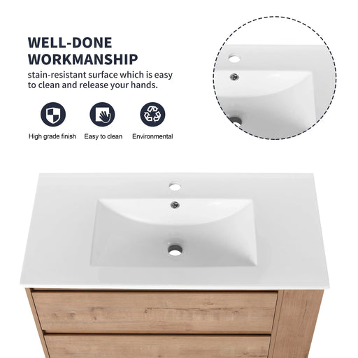 36' Wall Mounting Bathroom Vanity With Ceramic Sink, Soft Close Drawer Default -DTYStore