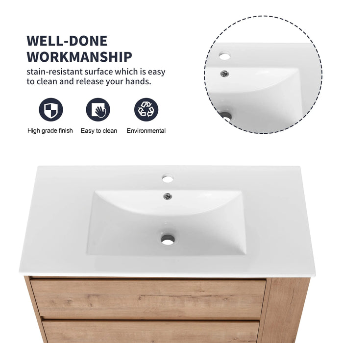 36' Wall Mounting Bathroom Vanity With Ceramic Sink, Soft Close Drawer Default -DTYStore