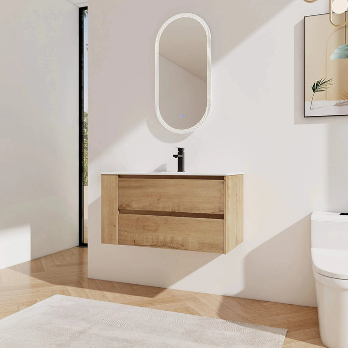 36' Wall Mounting Bathroom Vanity With Ceramic Sink, Soft Close Drawer Default -DTYStore