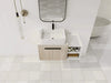 36 ' Modern Design Float Bathroom Vanity With Ceramic Art Sink, White Flat Stone Slab and Small Storage Shelves, Soft Closed Door,KD-Package (TOP-BAB110MOWH) Default -DTYStore