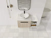 36 ' Modern Design Float Bathroom Vanity With Ceramic Art Sink, White Flat Stone Slab and Small Storage Shelves, Soft Closed Door,KD-Package (TOP-BAB321MOWH) Default -DTYStore