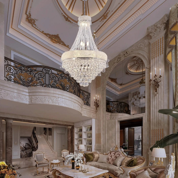 36' in Luxurious K9 Crystal Single Tier Chandelier 14-LED Bulbs Classical Hardwired Ceiling Chandelier Lamp for Living Room, Hallway, Dining Room Default -DTYStore