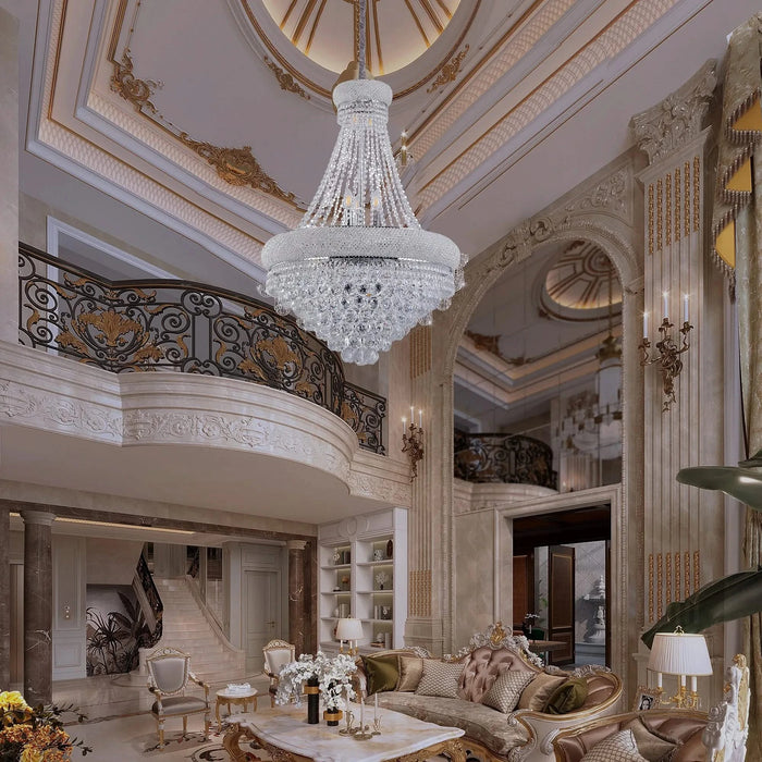 36' in Luxurious K9 Crystal Single Tier Chandelier 14-LED Bulbs Classical Hardwired Ceiling Chandelier Lamp for Living Room, Hallway, Dining Room Default -DTYStore