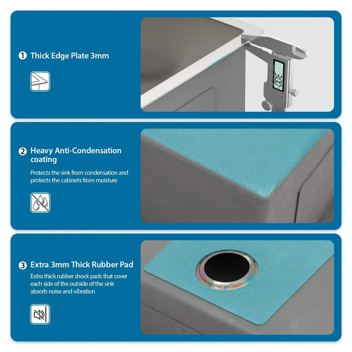 36' x 19' Modern Double Bowl Undermount Sink with Two 10' Deep Basins in Brushed Nickel Stainless Steel Default -DTYStore