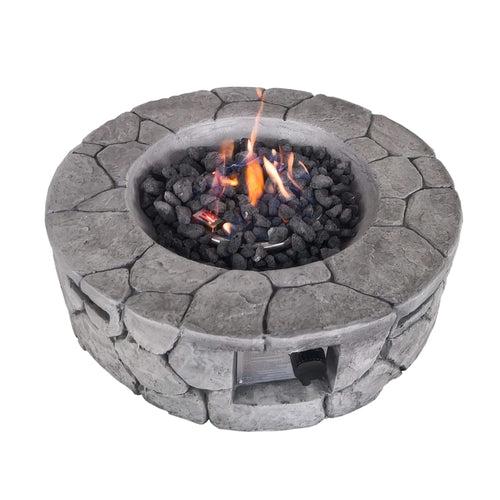 Outdoor Fire Pit 9-Inch Height x 28-Inch Width Stone Gray Fiber Reinforced Concrete - Image 4