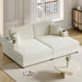 86.5" Oversized Loveseat Chaise Lounge Sectional Sofa Bed Corduroy Sleeper Sofa with Two USB Ports , Two Cup Holders and Two Throw Pillows for Living Room and Bedroom, Beige - DTYStore