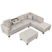 105" Modern Sectional Sofa with Storage Ottoman, L-Shape Couch with 2 Pillows and Cup Holder,Sectional Sofa with Reversible Chaise for Living Room,Light Gray - DTYStore