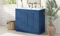 36inch Bathroom Vanity with Ceramic Sink, Bathroom Storage Cabinet with 2 Drawers& Shelf, Solid Wood and MDF Board, Freestanding Bathroom Cabinet (Blue) Default -DTYStore