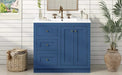 36inch Bathroom Vanity with Ceramic Sink, Bathroom Storage Cabinet with 2 Drawers& Shelf, Solid Wood and MDF Board, Freestanding Bathroom Cabinet (Blue) Default -DTYStore