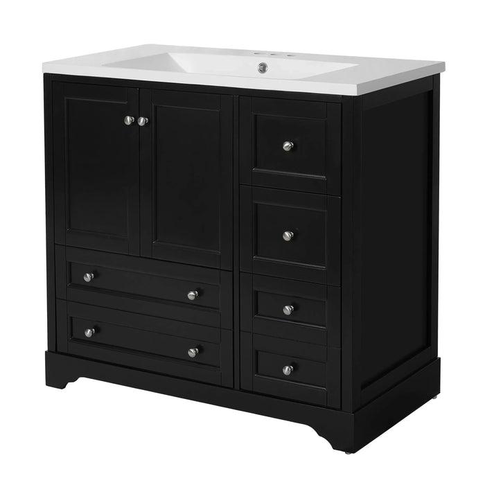 36inch Bathroom Vanity with Sink, Solid Wood Freestanding Bathroom Vanities with 4 Storage Drawers and Shelf, Soft Closing Doors Default -DTYStore
