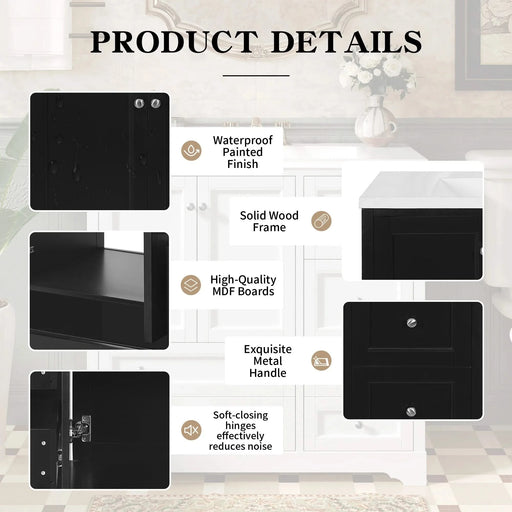 36inch Bathroom Vanity with Sink, Solid Wood Freestanding Bathroom Vanities with 4 Storage Drawers and Shelf, Soft Closing Doors Default -DTYStore