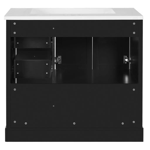 36inch Bathroom Vanity with Sink, Solid Wood Freestanding Bathroom Vanities with 4 Storage Drawers and Shelf, Soft Closing Doors Default -DTYStore