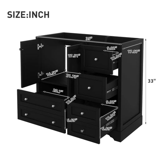 36inch Bathroom Vanity without Sink, Solid Wood Freestanding Bathroom Vanities with 4 Storage Drawers and Shelf, Soft Closing Doors (NOT INCLUDE BASIN SINK) Default -DTYStore