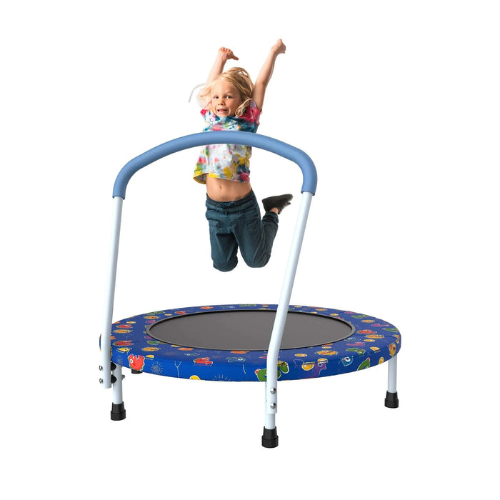 36inch Mini Trampoline for Kids Ages 1-6 Indoor Outdoor Trampoline with Handle Fun for Kids Default -DTYStore